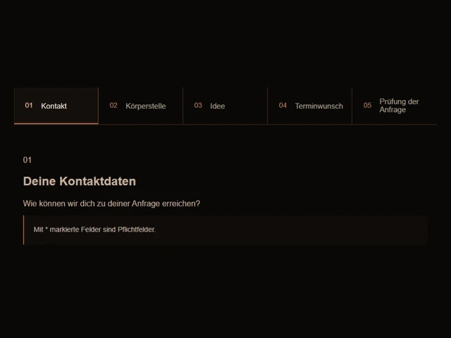 Schritte der Tattoo-Anfrage