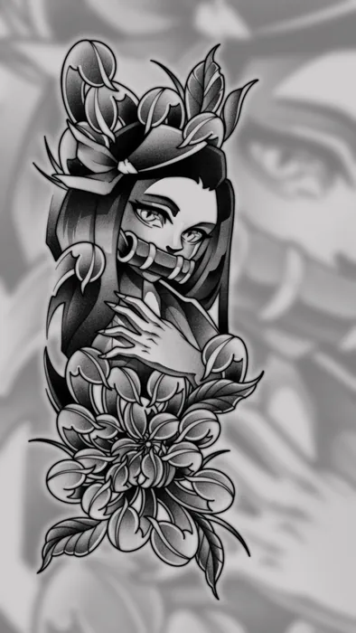 Figur mit floralen Konturen