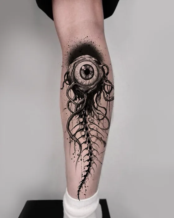 Auge mit langen grafischen Linien