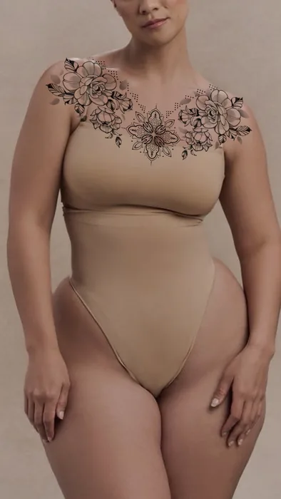 Blüten und Mandala am Dekolleté