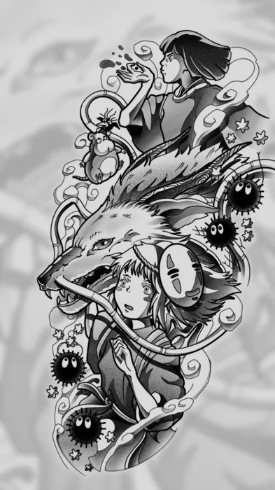 Anime-Komposition mit Drache
