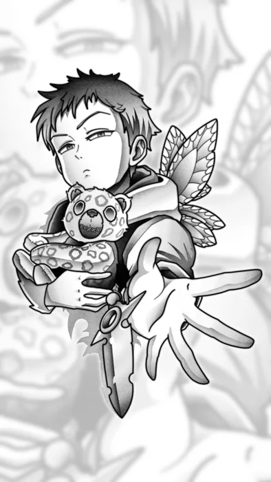 Anime-Figur mit kleinen Flügeln